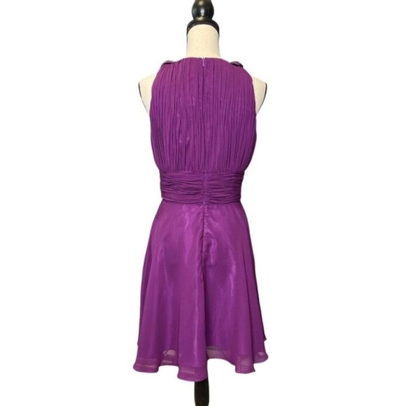 Purple Formal Dress NWT Roses Detail Holiday Party Winter Dance Size 4/6 - Picture 4 of 11